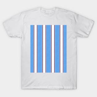 Hearts Retro Sky Blue, White and Maroon Stripes Away 1996 T-Shirt